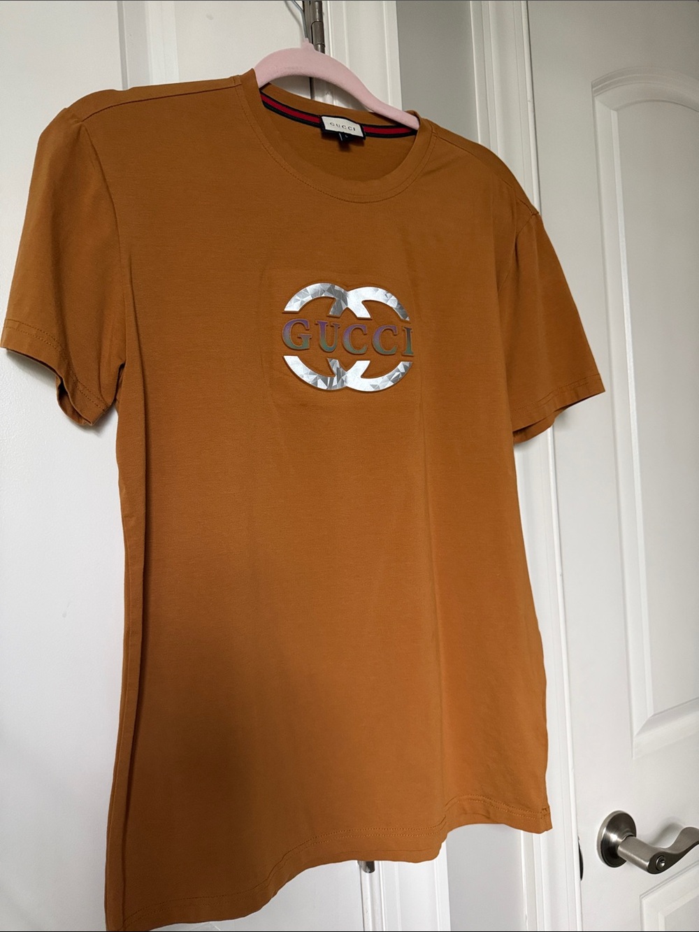 Orange Rust Short Sleeve stretch puff  Logo T-Shirt